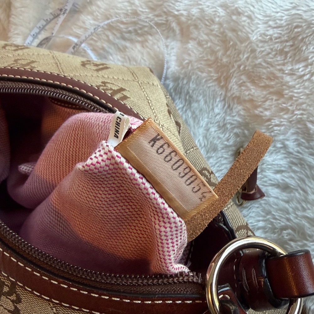 Dooney & Bourke Signature DB Monogram East West Slouch Bag | Leather Trim - Picture 14 of 14